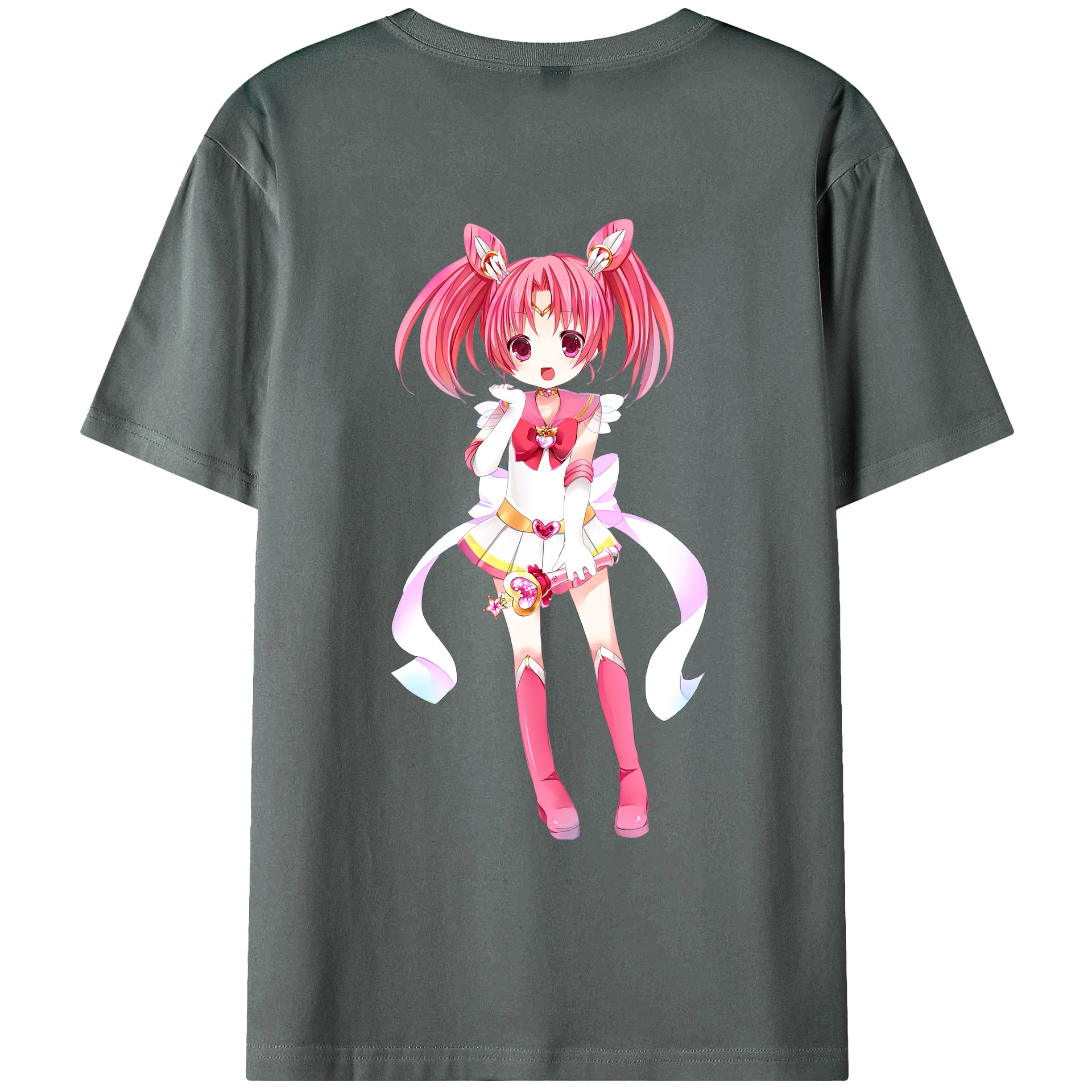 （画像用） 美少女戦士セーラームーン ちびうさ Sailor Moon Chibiusa Tsukino Usagi Small Lady Serenity 綿100％ メンズ半袖Tシャツ（バックプリント） 通気性